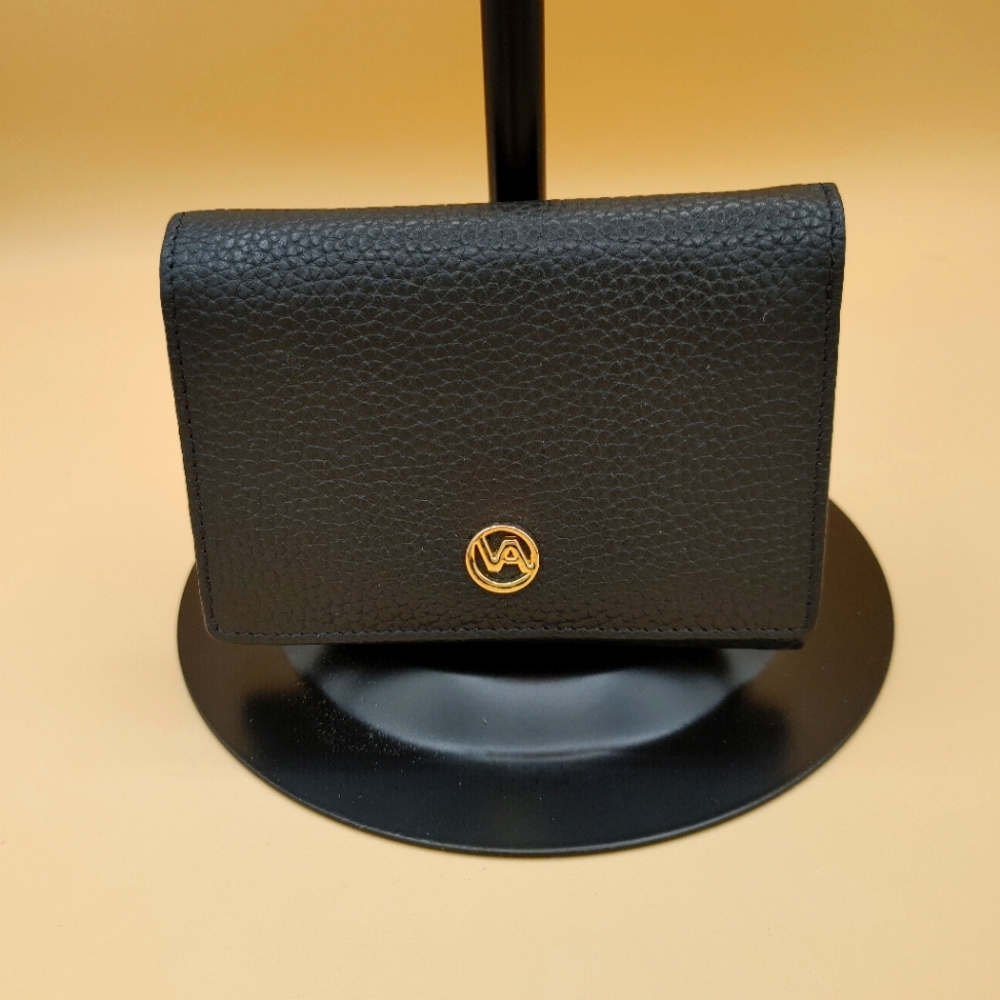 Valentina Black Pebbled Leather Wallet
